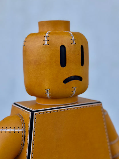 Handmade Building Block Character Leather Sculpture | Articulated Collectible