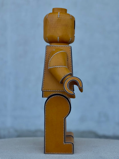 Handmade Building Block Character Leather Sculpture | Articulated Collectible