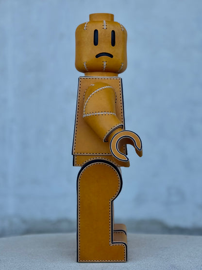 Handmade Building Block Character Leather Sculpture | Articulated Collectible