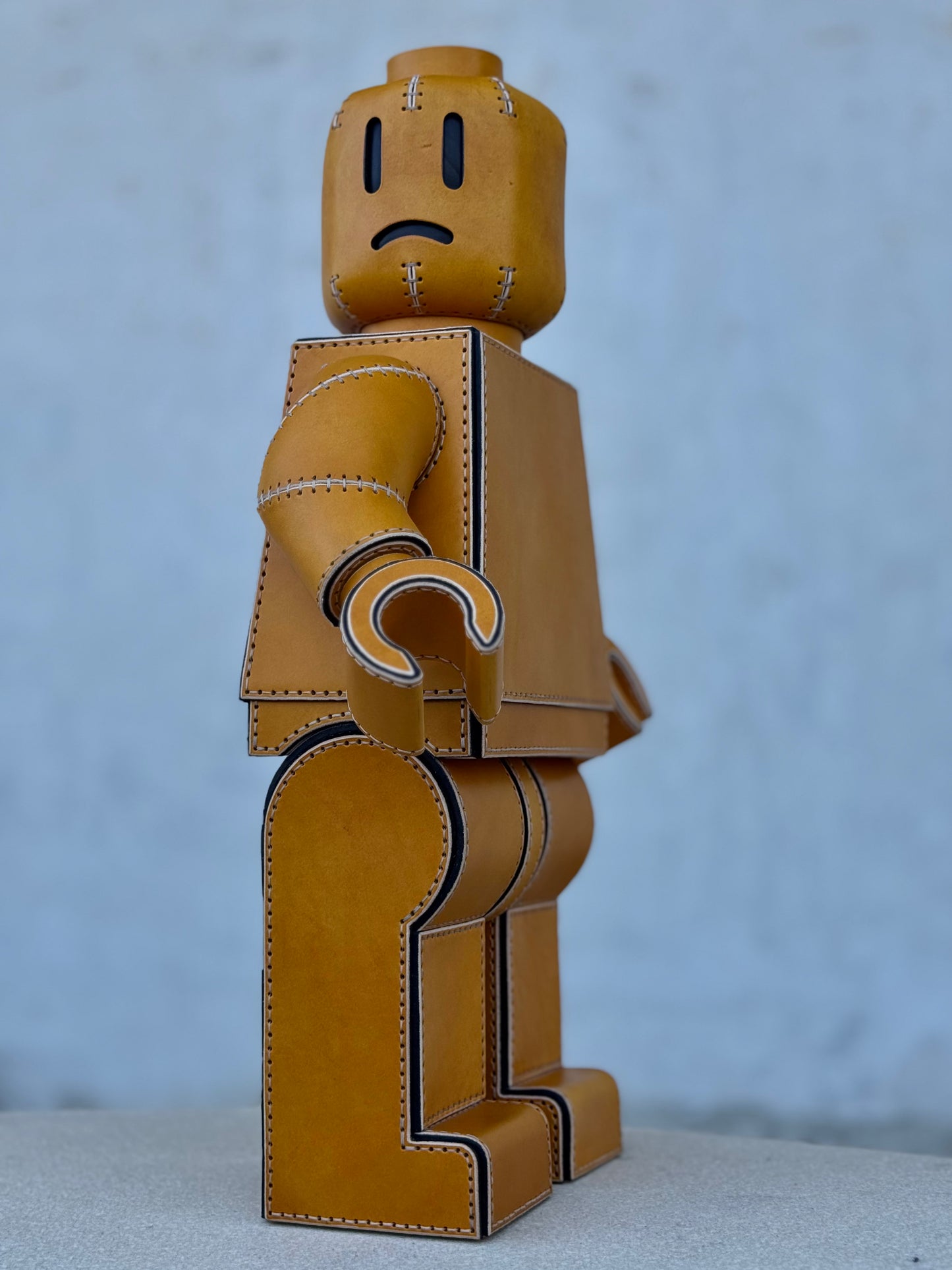 Handmade Building Block Character Leather Sculpture | Articulated Collectible