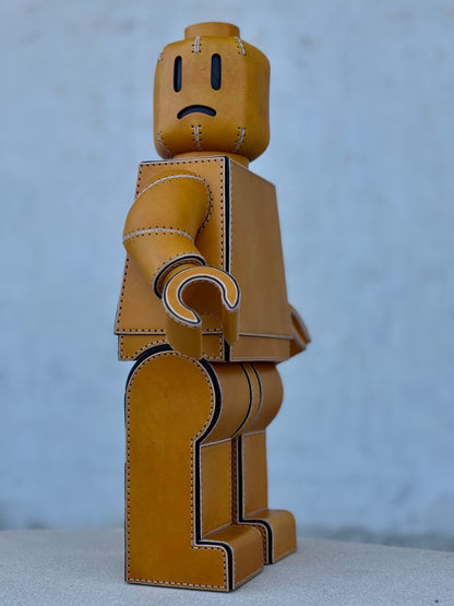 Handmade Building Block Character Leather Sculpture | Articulated Collectible