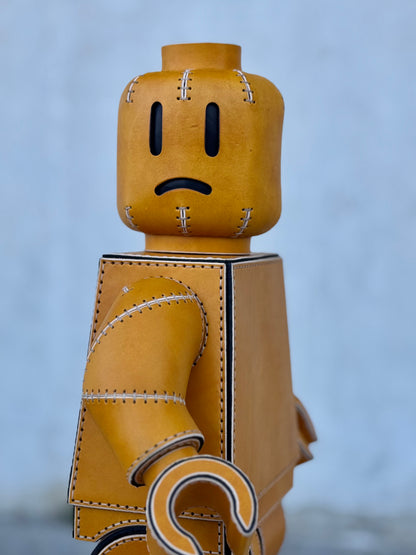 Handmade Building Block Character Leather Sculpture | Articulated Collectible