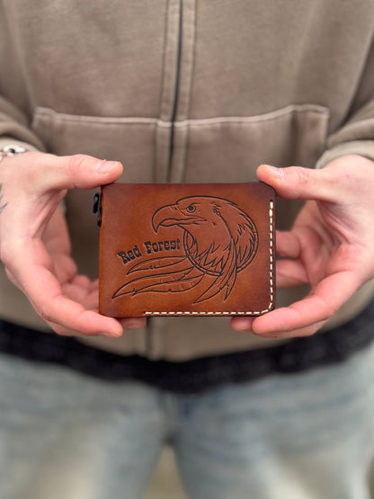 Handmade Leather Wallet with Eagle Embossing
