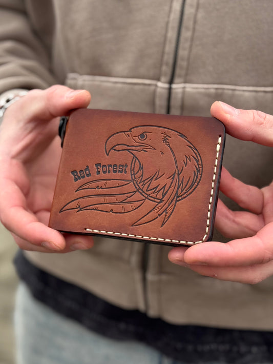 Handmade Leather Wallet with Eagle Embossing