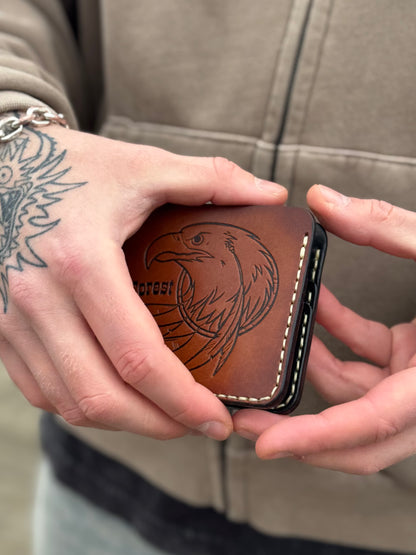 Handmade Leather Wallet with Eagle Embossing