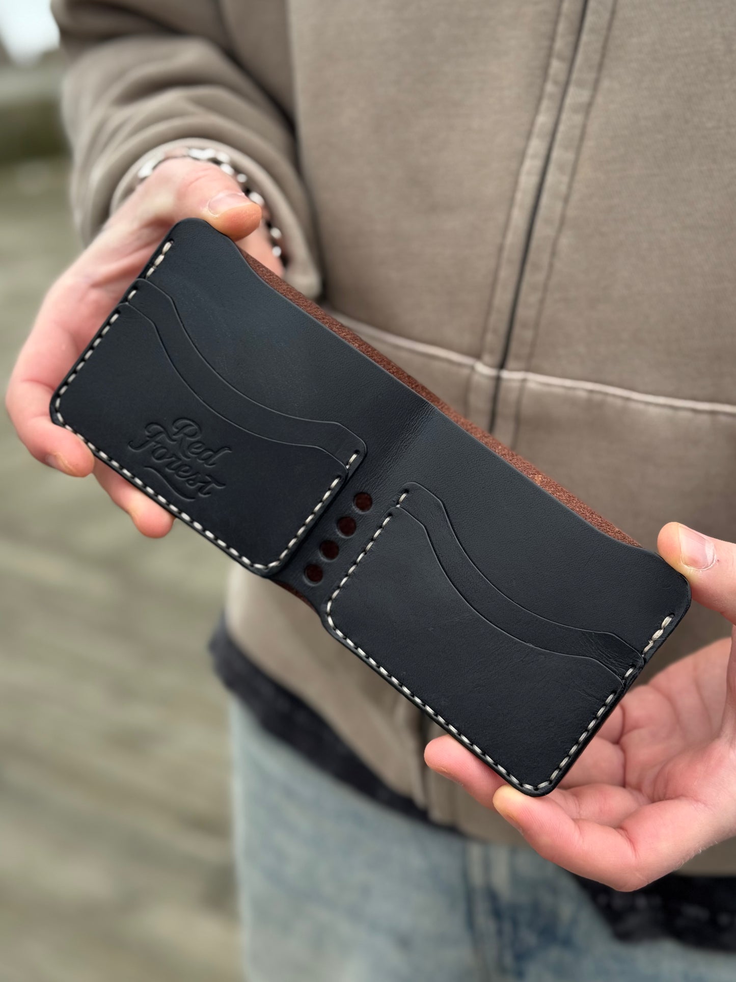 Handmade Leather Wallet with Eagle Embossing