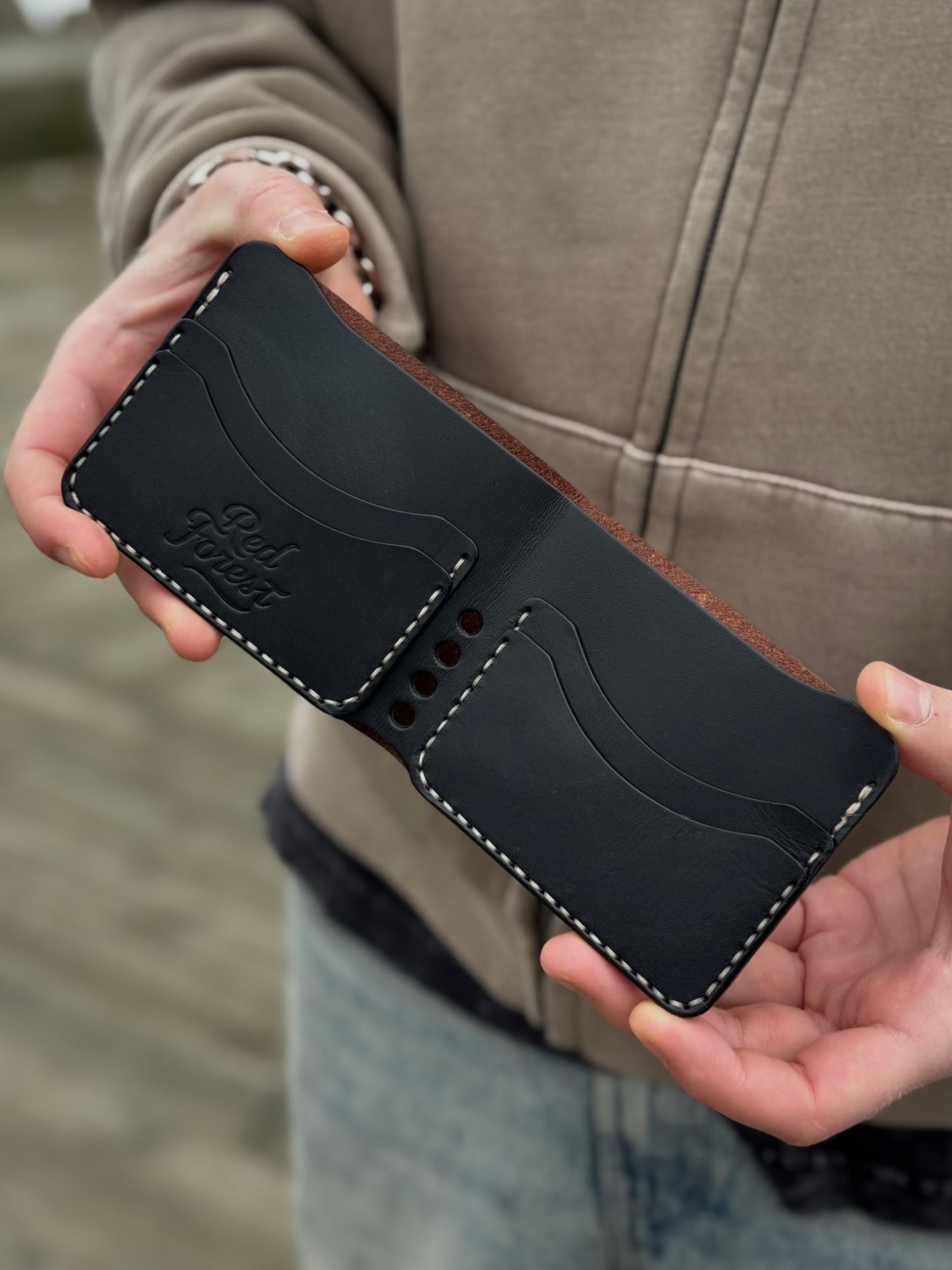 Handmade Leather Wallet with Mask Embossing