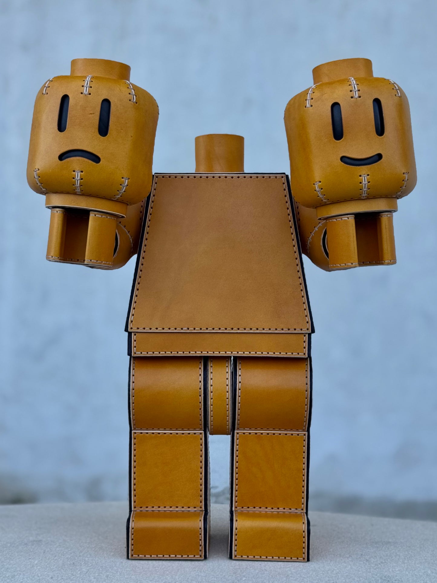 Handmade Building Block Character Leather Sculpture | Articulated Collectible
