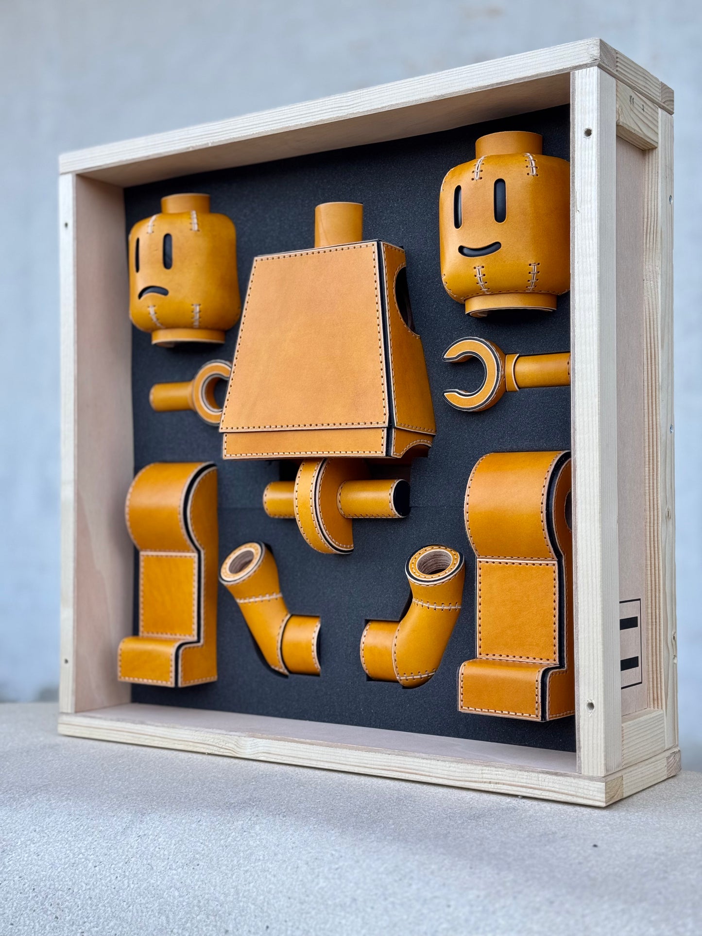 Handmade Building Block Character Leather Sculpture | Articulated Collectible