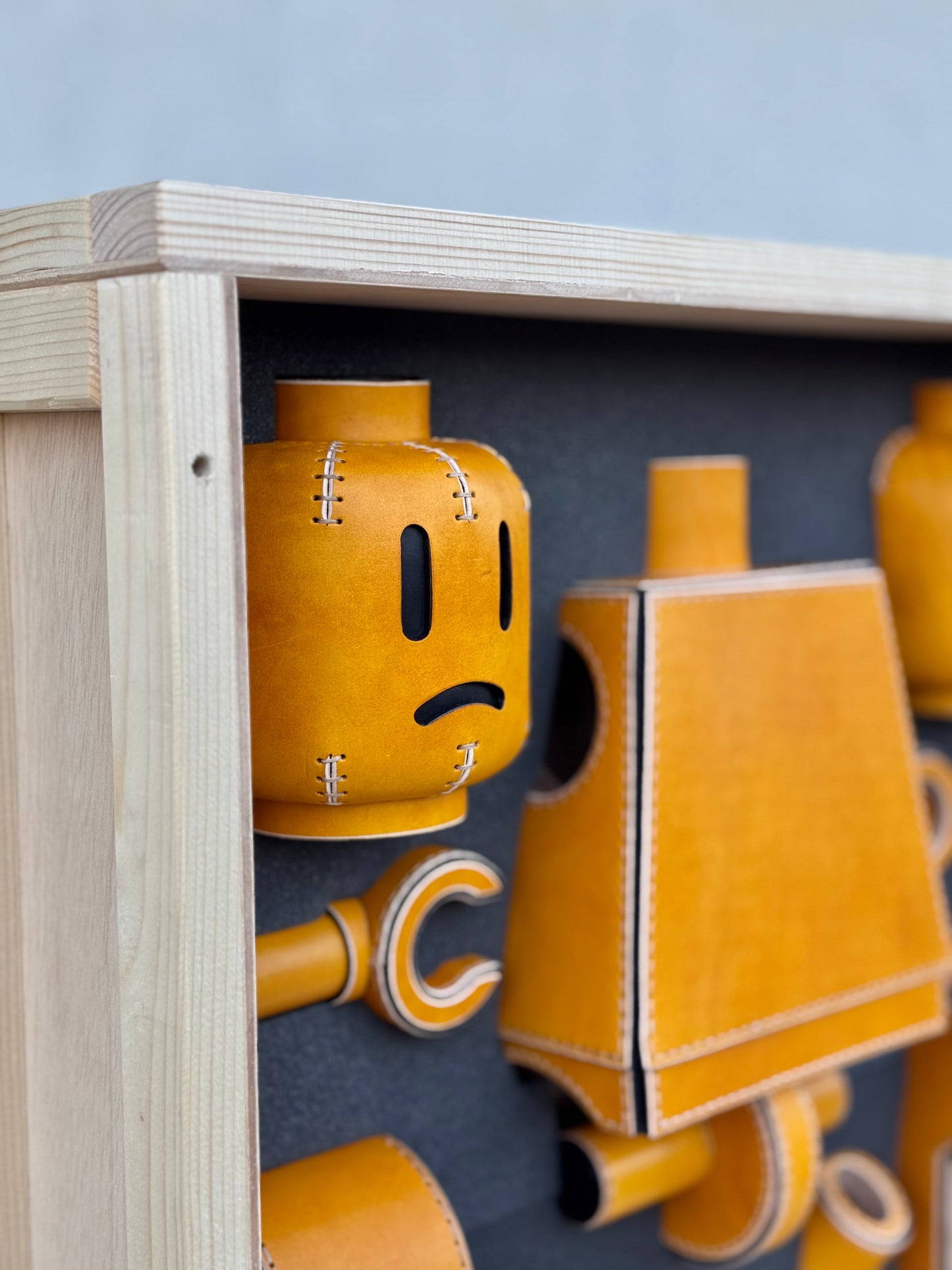 Handmade Building Block Character Leather Sculpture | Articulated Collectible