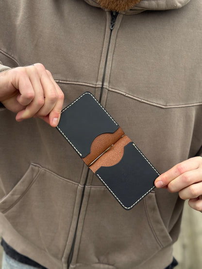 Handmade Brown Leather Money Clip Ony Mask