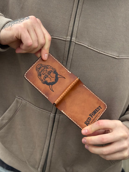 Handmade Brown Leather Money Clip Ony Mask