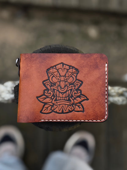Handmade Leather Wallet with Mask Embossing