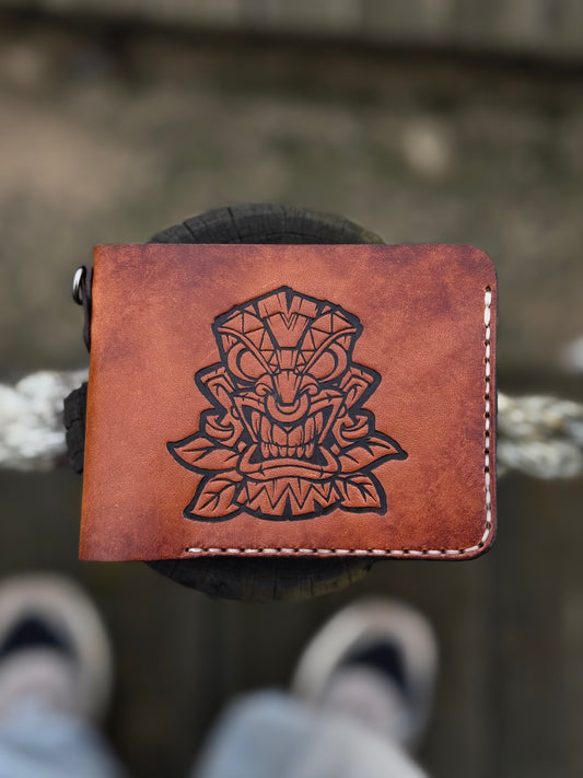 Handmade Leather Wallet with Mask Embossing