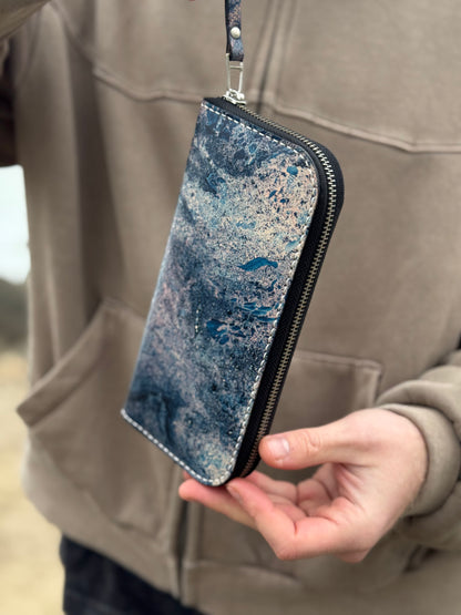Hand-Dyed Leather Zip Around Wallet
