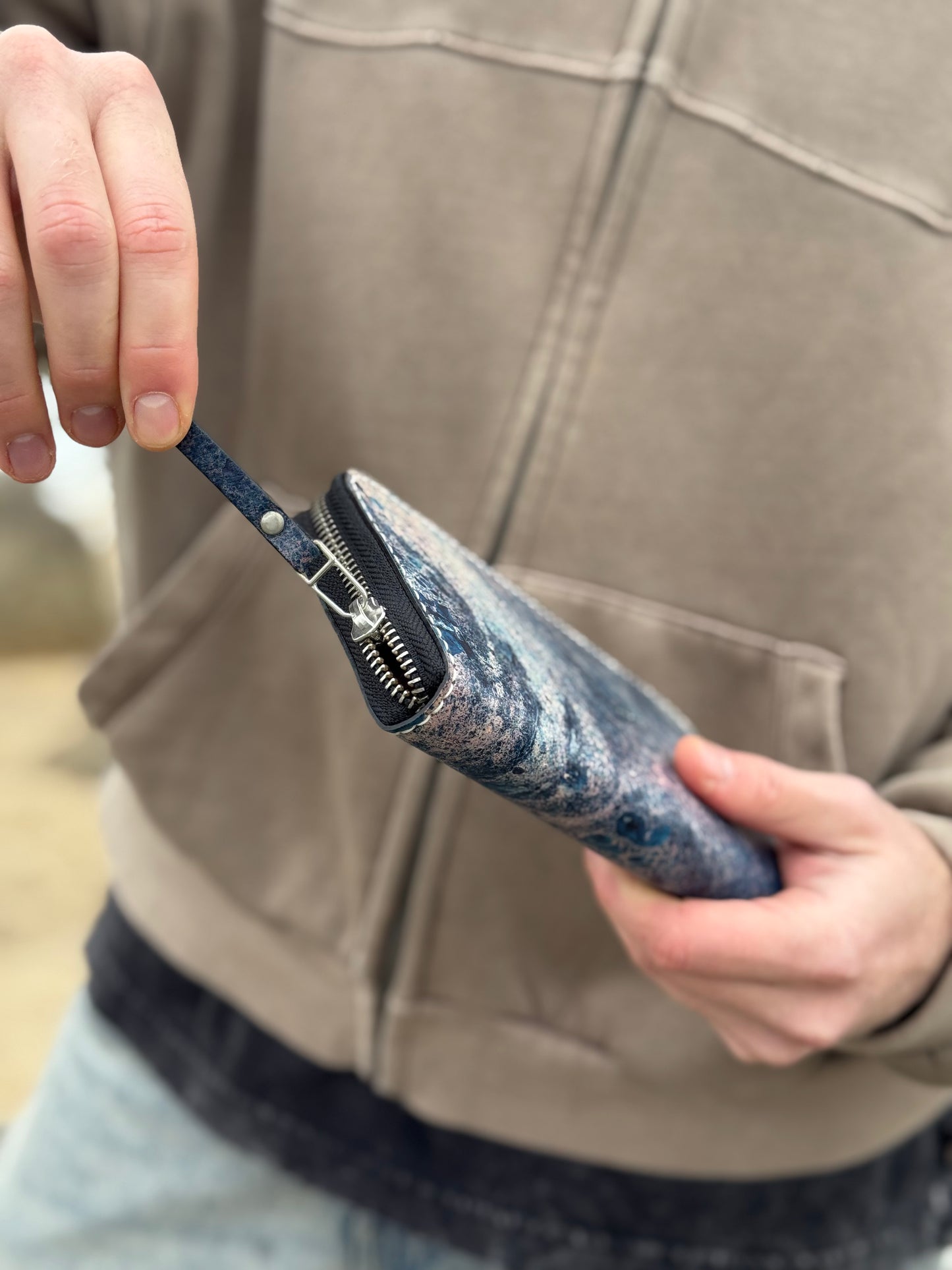 Hand-Dyed Leather Zip Around Wallet