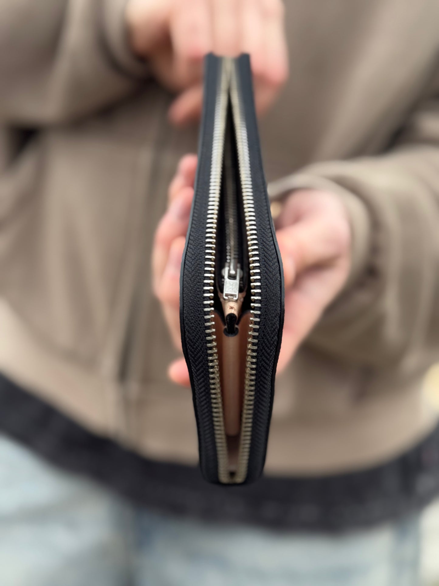 Hand-Dyed Leather Zip Around Wallet
