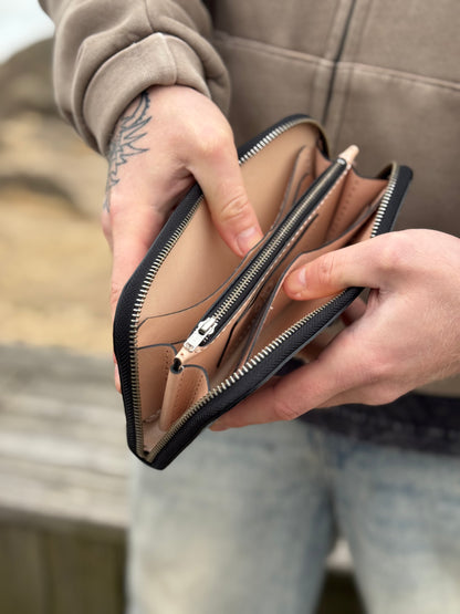 Hand-Dyed Leather Zip Around Wallet