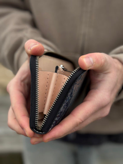 Hand-Dyed Leather Zip Around Wallet