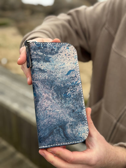 Hand-Dyed Leather Zip Around Wallet