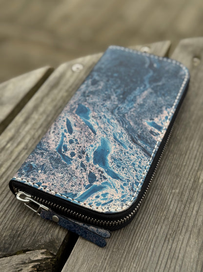 Hand-Dyed Leather Zip Around Wallet