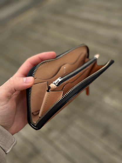 Brown Leather Zip Around Wallet | Long Minimalist Design