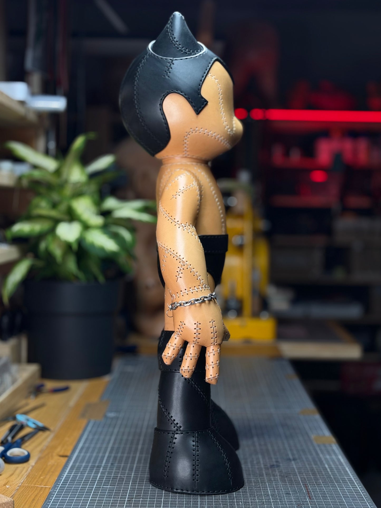 Handmade Leather Sculpture| Stitched Leather Art Character