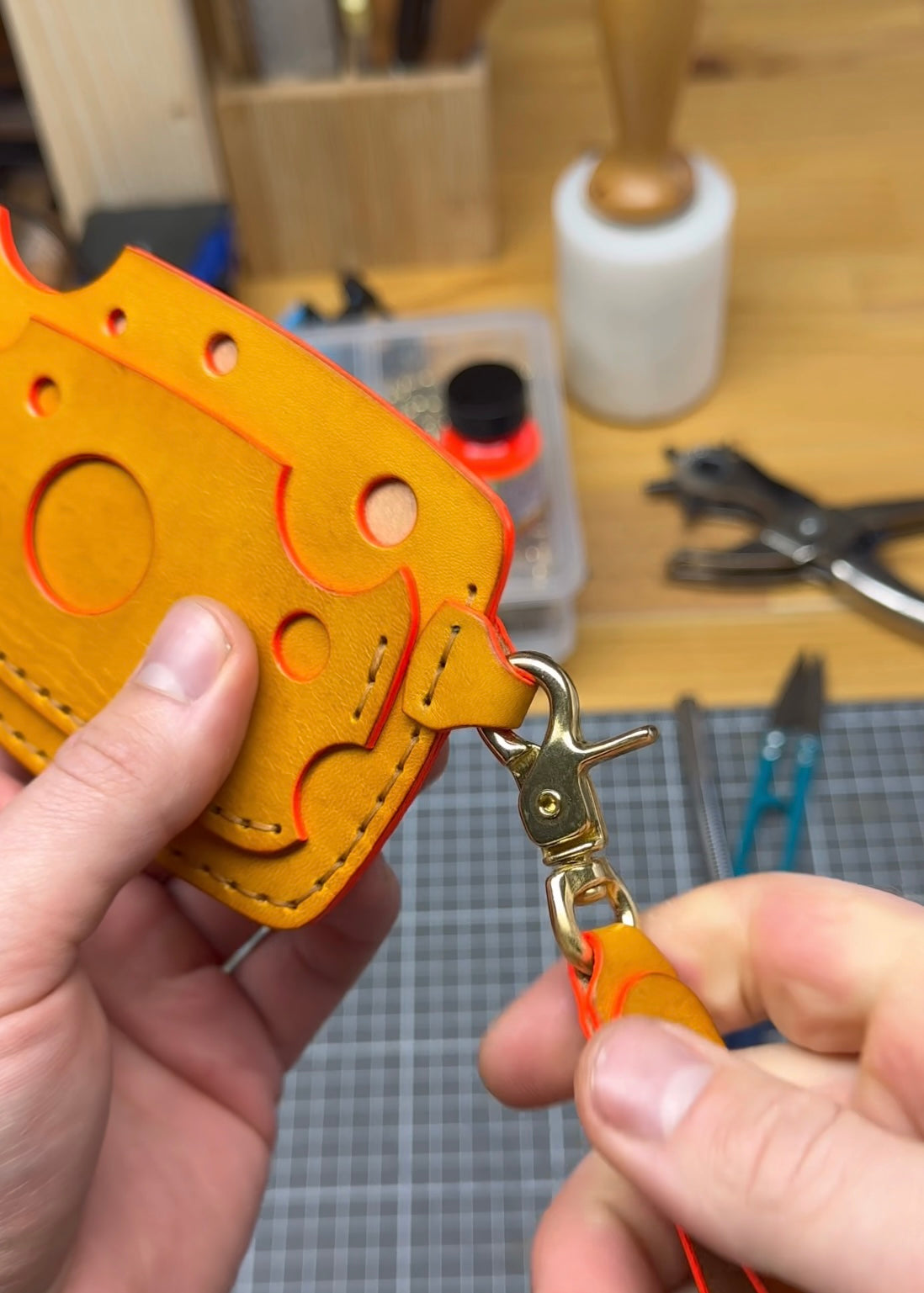Handmade Cheese-Shaped Leather Cardholder | Unique Design