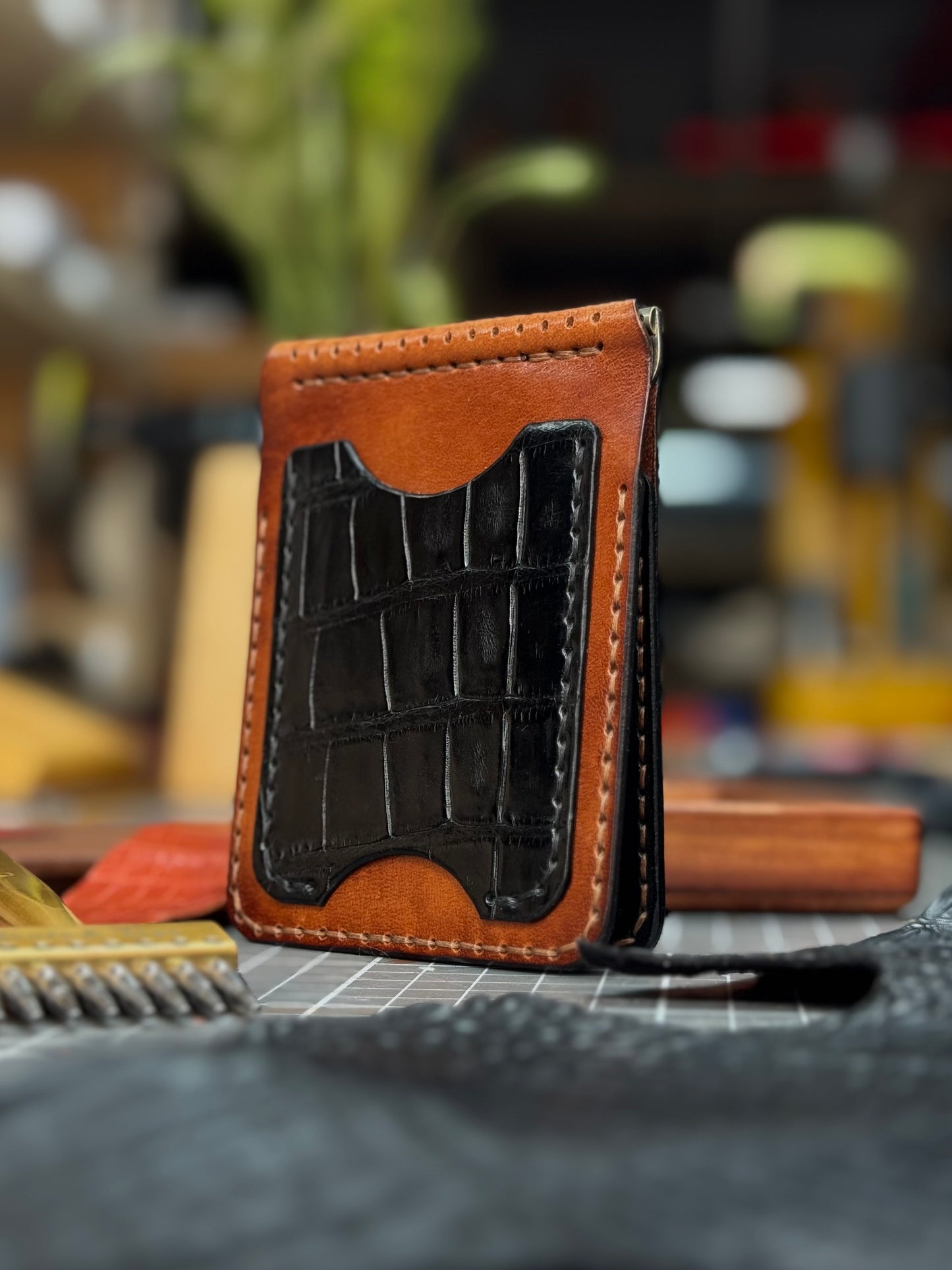 Crocodile Leather Money Clip