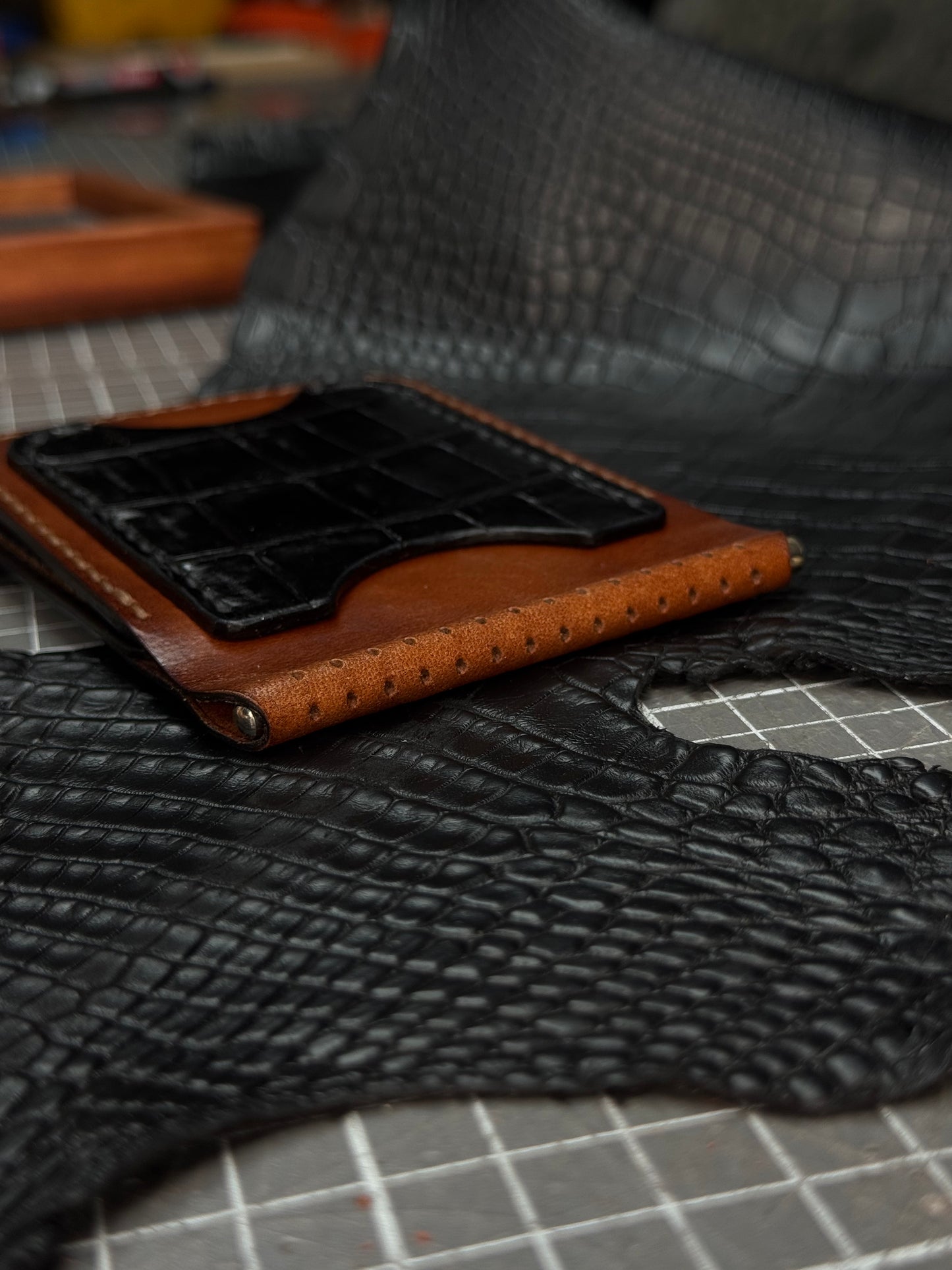 Crocodile Leather Money Clip