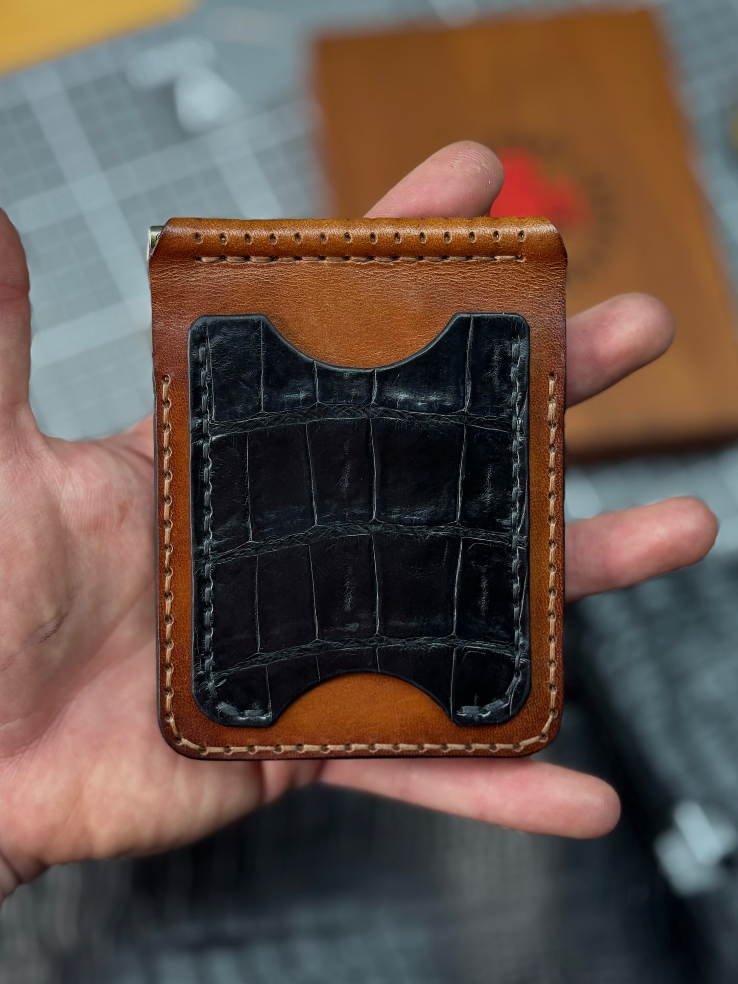 Crocodile Leather Money Clip