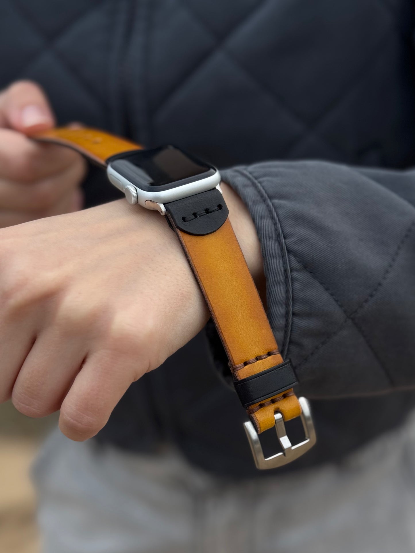 Handmade Leather Apple Watch Band Yellow