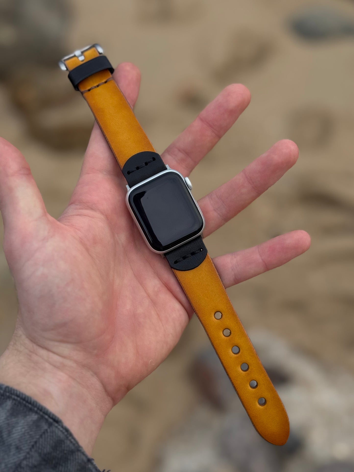 Handmade Leather Apple Watch Band Yellow
