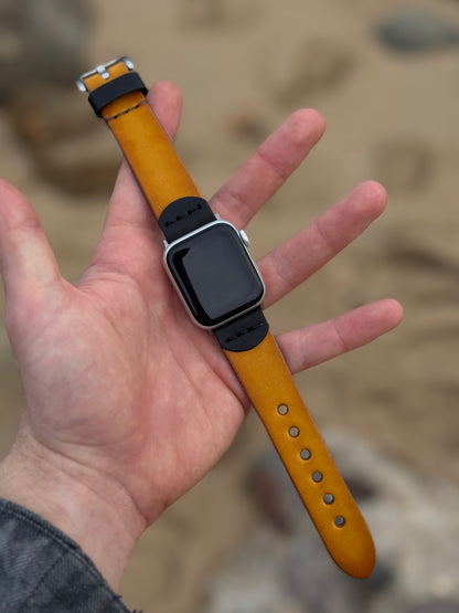 Handmade Leather Apple Watch Band Yellow