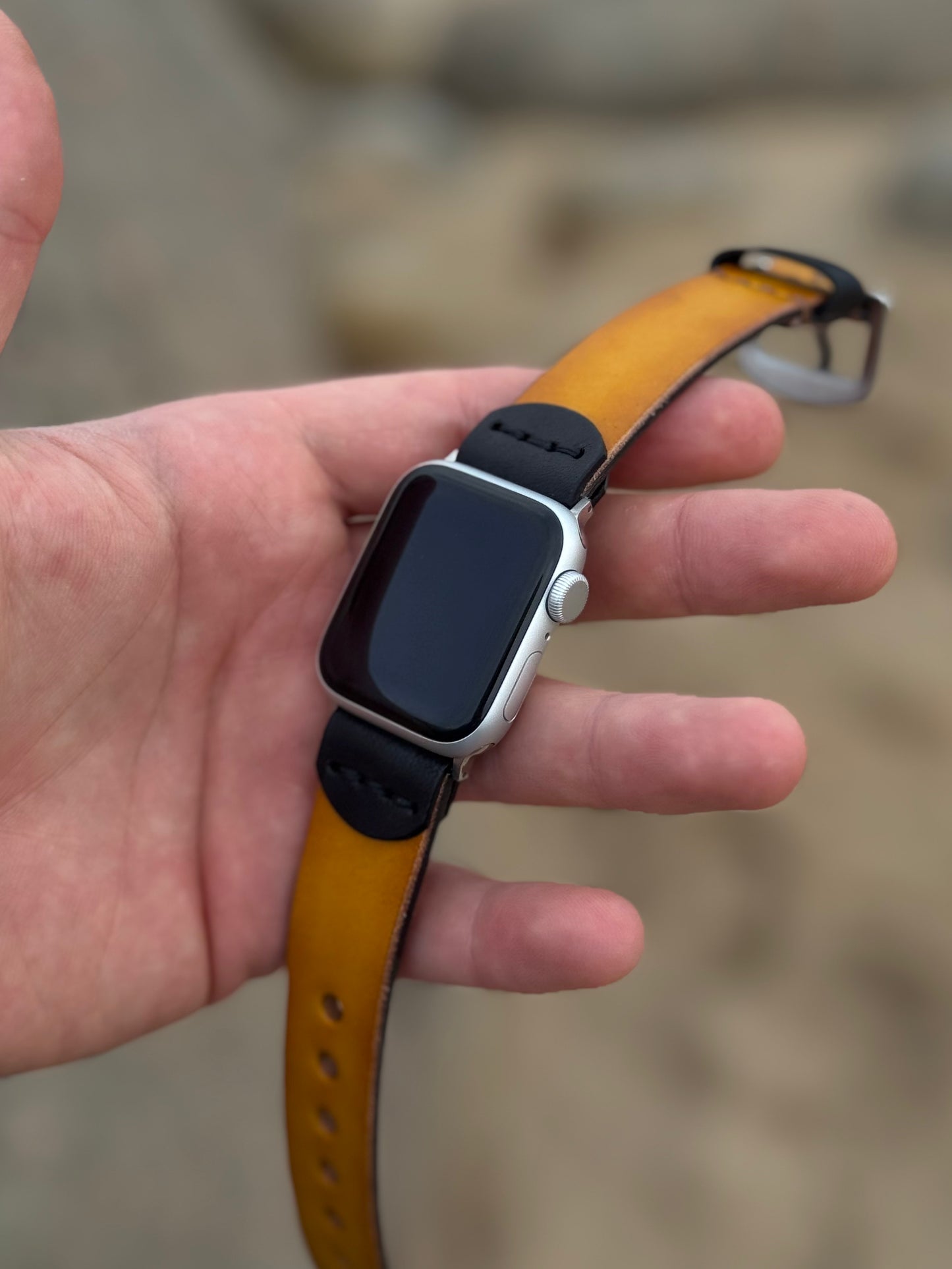 Handmade Leather Apple Watch Band Yellow