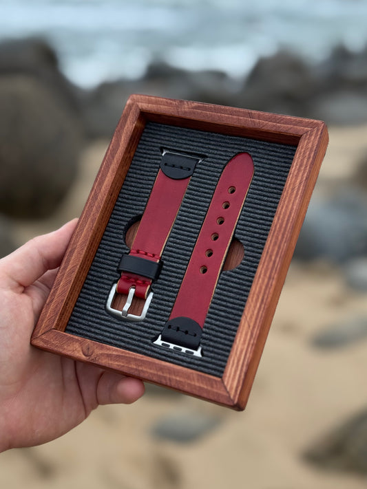 Leather Apple Watch Band Red