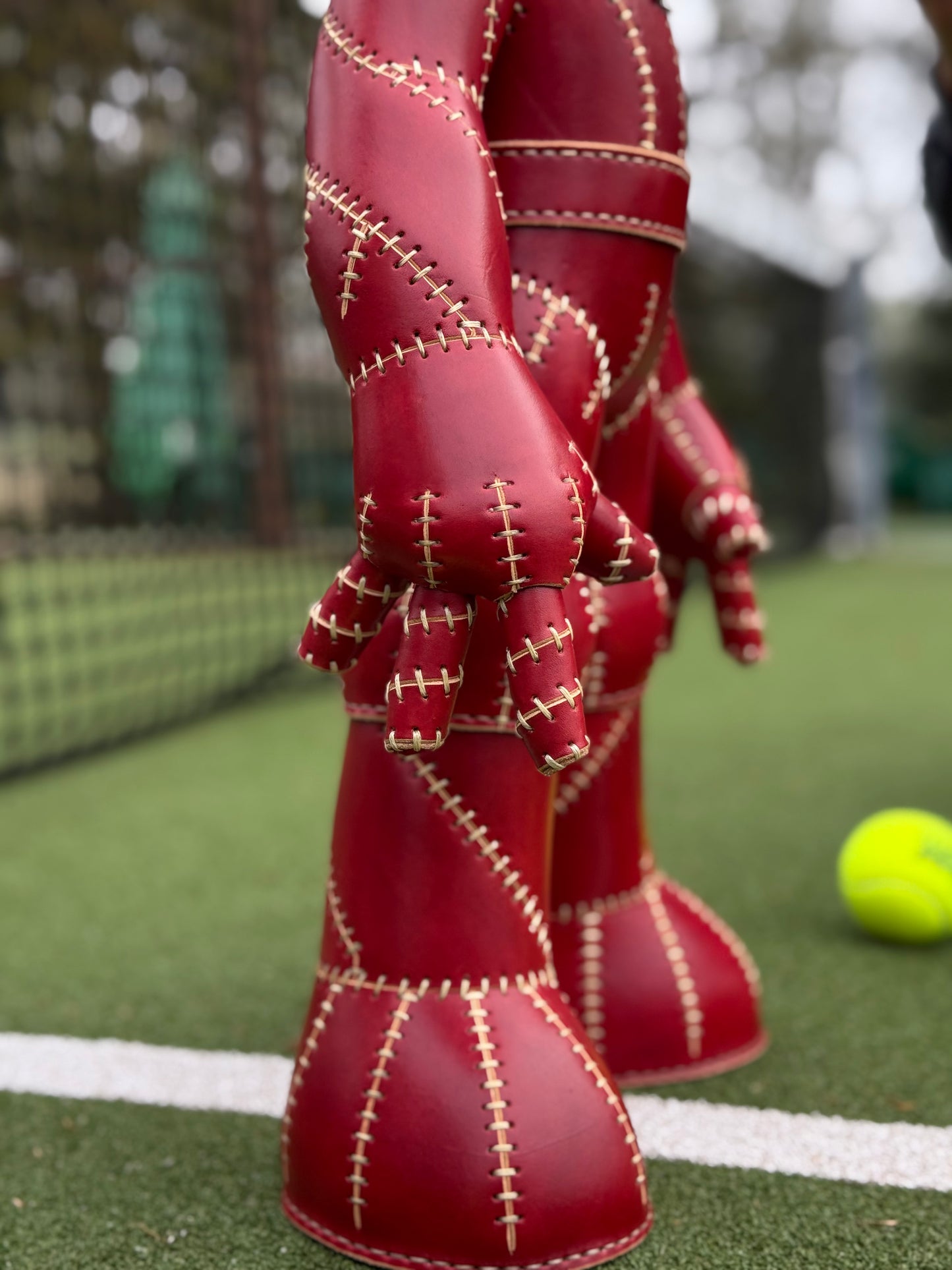 Handmade Red Leather Sculpture| Stitched Leather Art Character