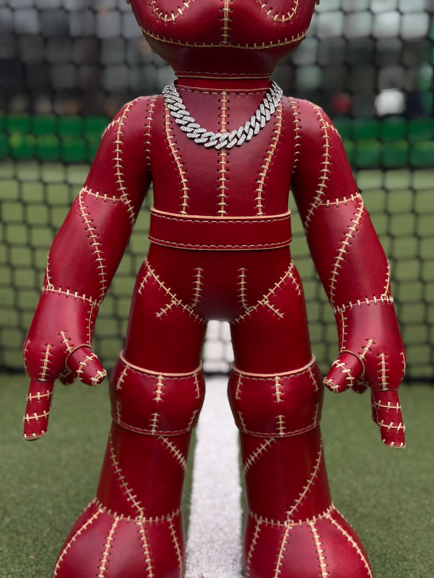 Handmade Red Leather Sculpture| Stitched Leather Art Character