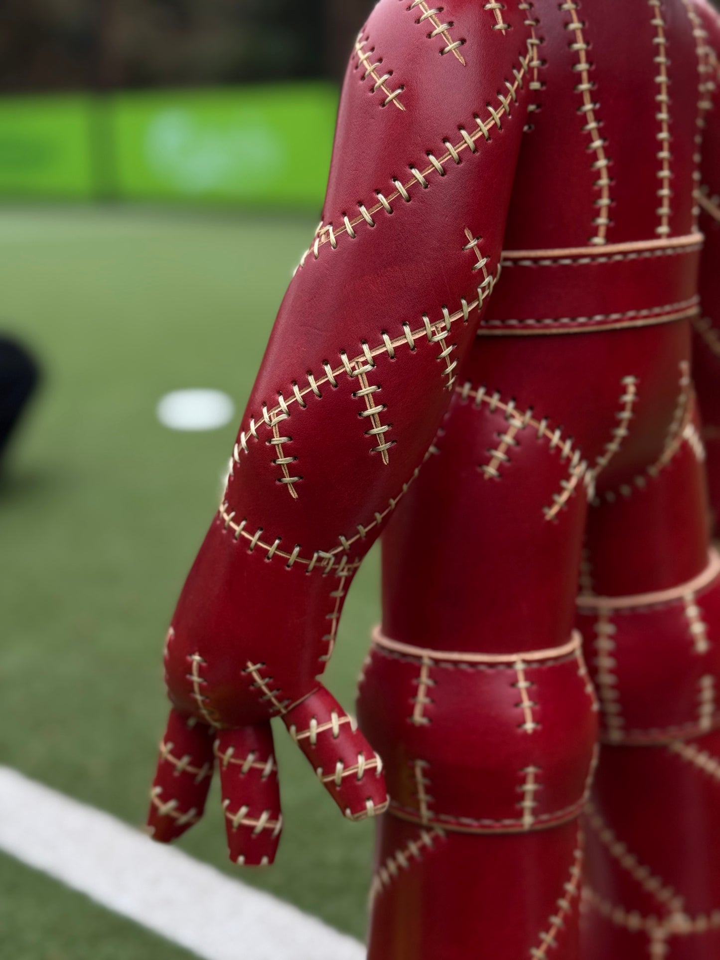 Handmade Red Leather Sculpture| Stitched Leather Art Character
