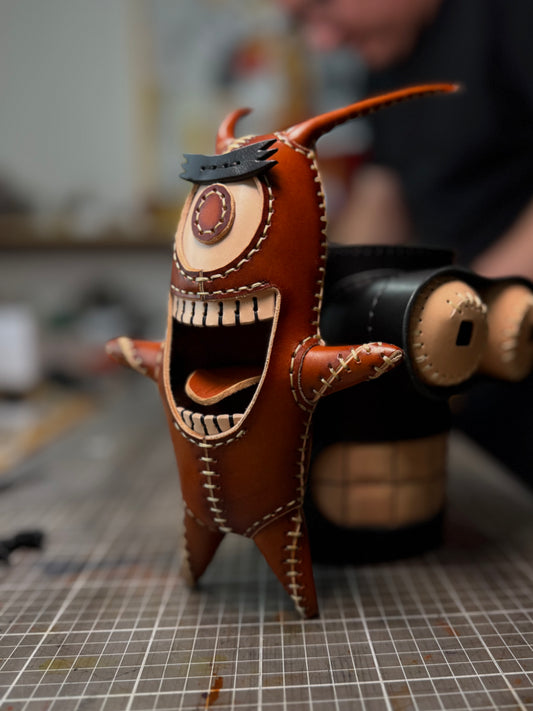Leather Plankton Sculpture | Handmade Art Figure