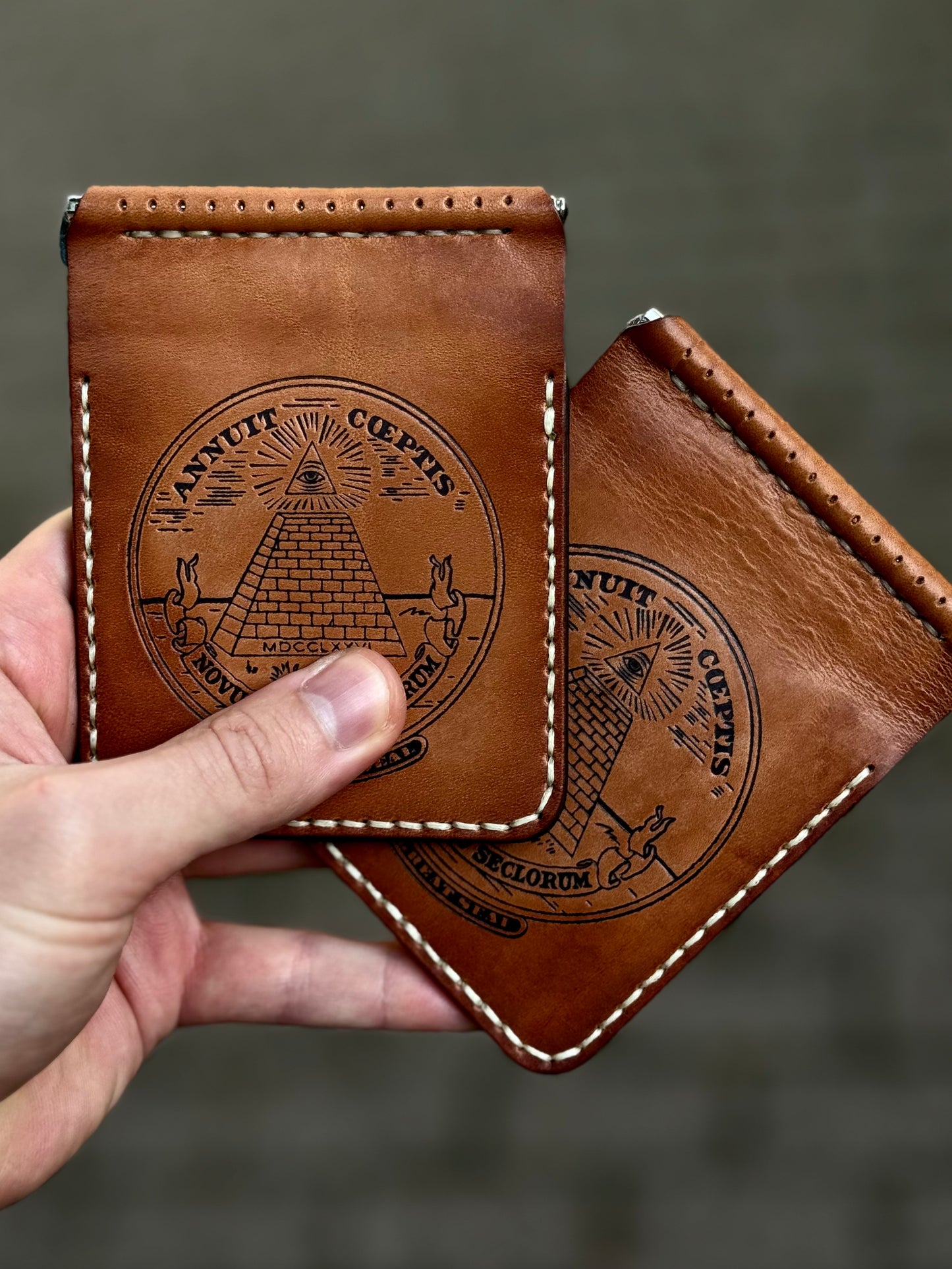 Small Brown leather Money Clip