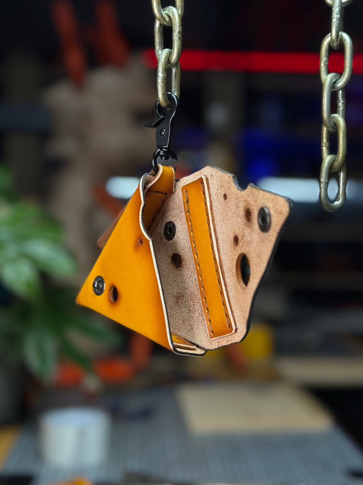 Leather Cheese Keychain Pouch | Coin Bag