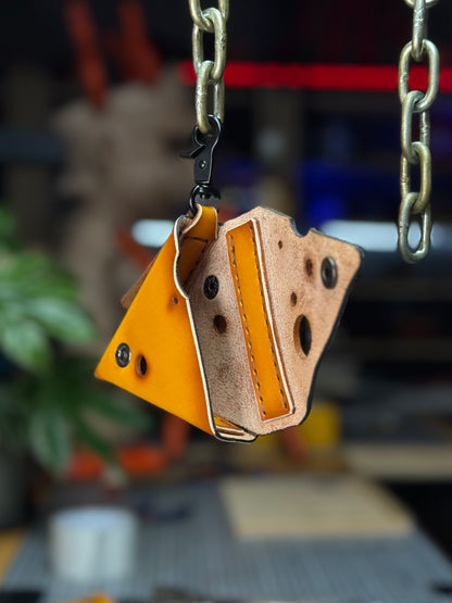 Leather Cheese Keychain Pouch | Coin Bag