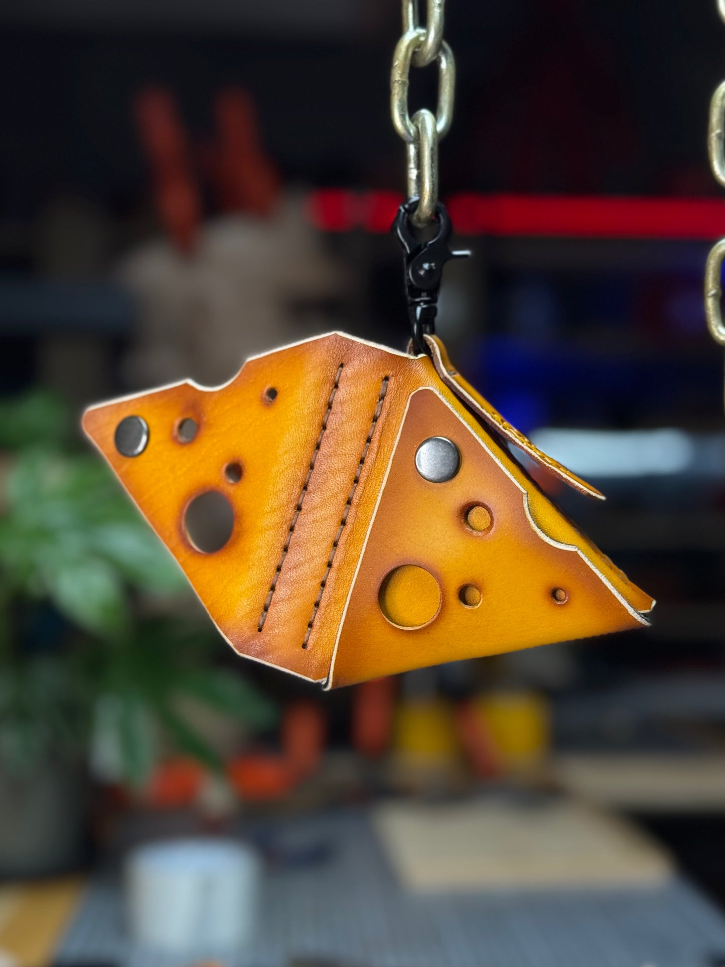 Leather Cheese Keychain Pouch | Coin Bag