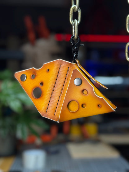 Leather Cheese Keychain Pouch | Coin Bag