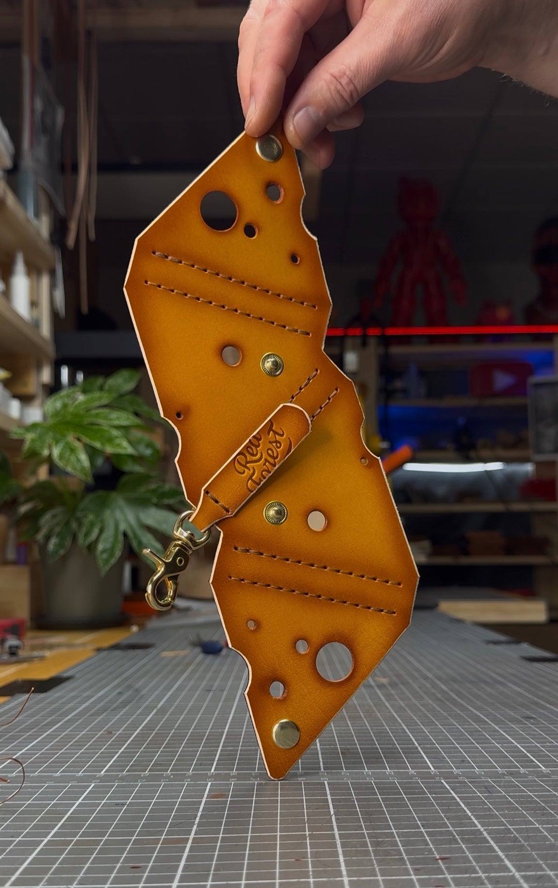 Leather Cheese Keychain Pouch | Coin Bag