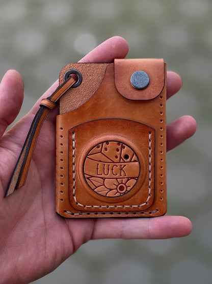 Cotto Leather Cardholder Coin  with Skeleton embossing