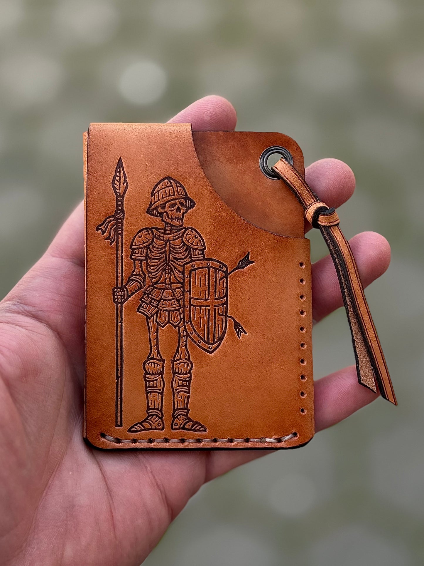 Cotto Leather Cardholder Coin  with Skeleton embossing