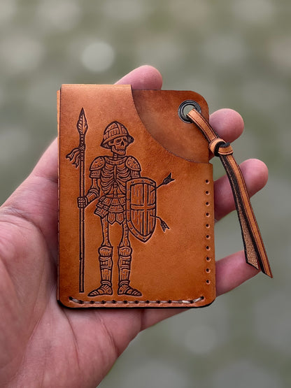 Cotto Leather Cardholder Coin  with Skeleton embossing