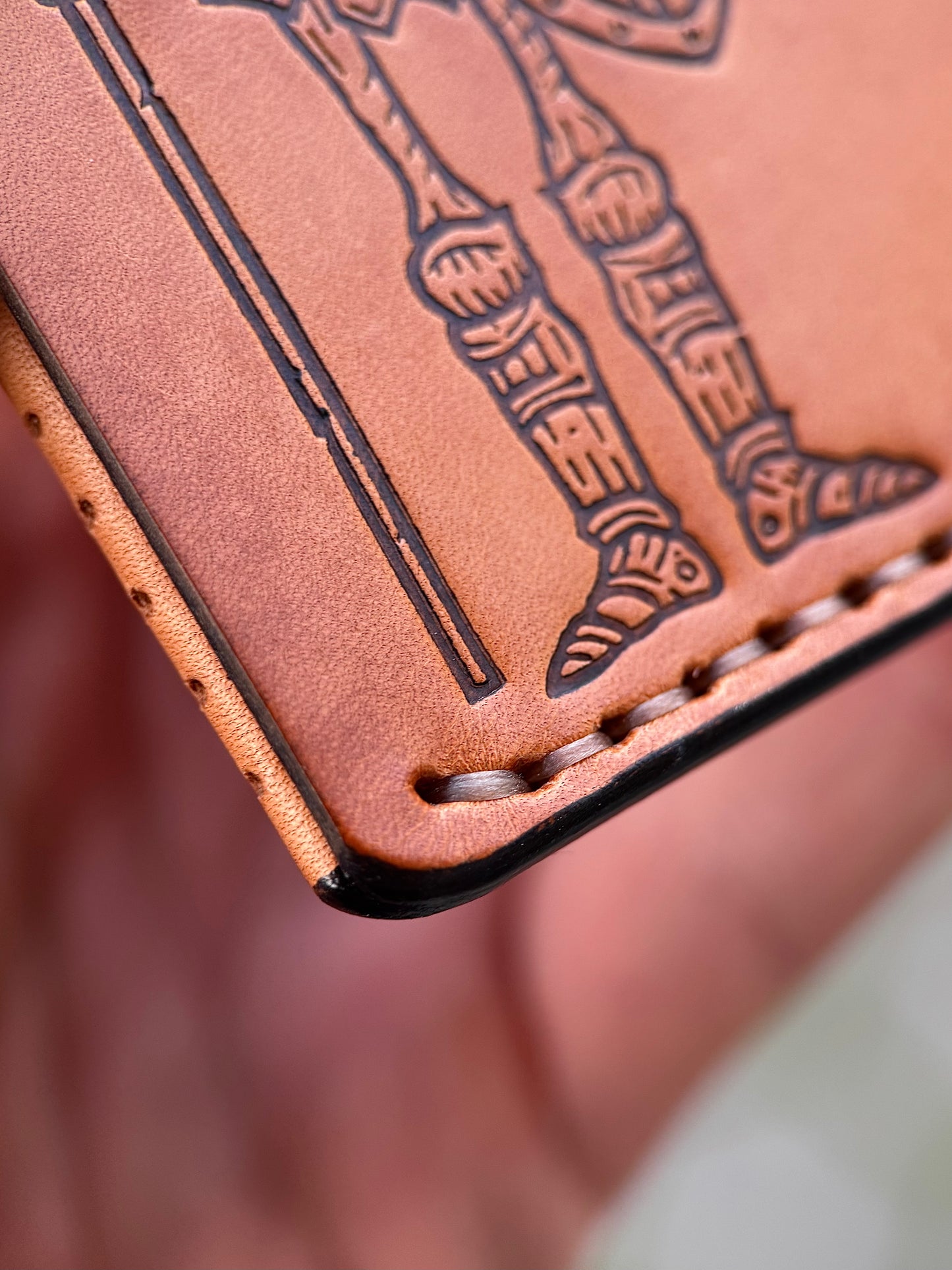 Cotto Leather Cardholder Coin  with Skeleton embossing